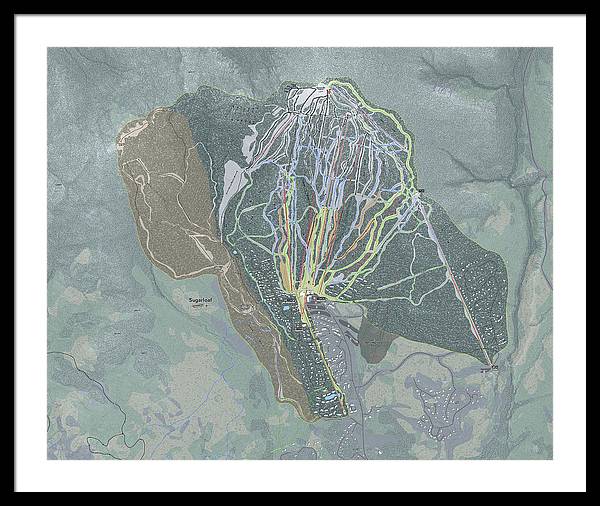 Sugarloaf, Maine Ski Trail Map - Framed Print