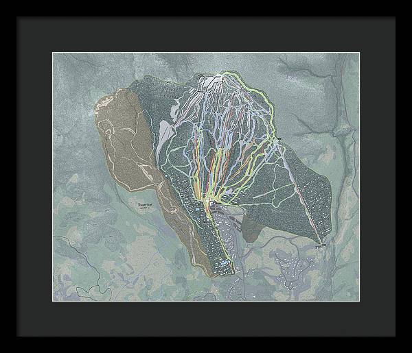 Sugarloaf, Maine Ski Trail Map - Framed Print