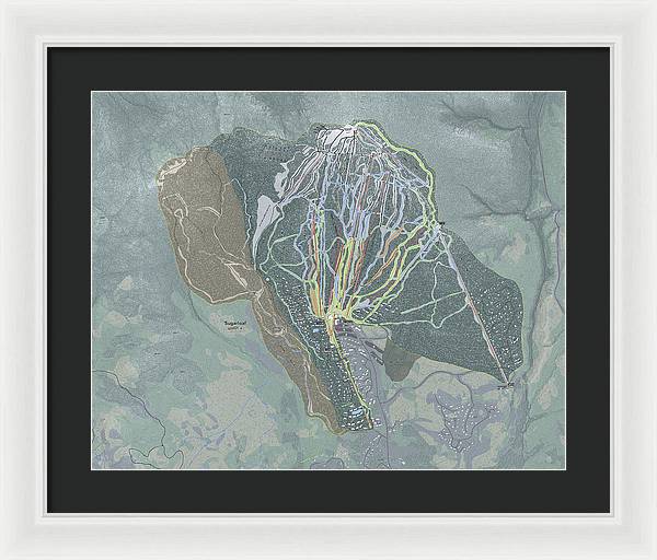 Sugarloaf, Maine Ski Trail Map - Framed Print