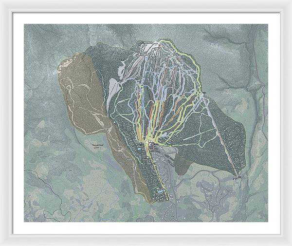 Sugarloaf, Maine Ski Trail Map - Framed Print