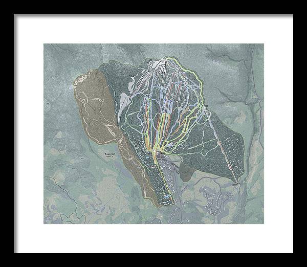 Sugarloaf, Maine Ski Trail Map - Framed Print