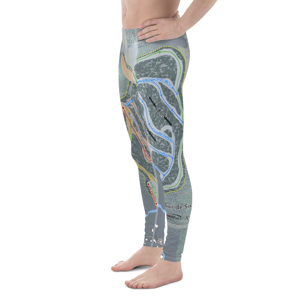 Suicide Six, Vermont Ski Trail Map Men's Base Layer Bottom - Powderaddicts