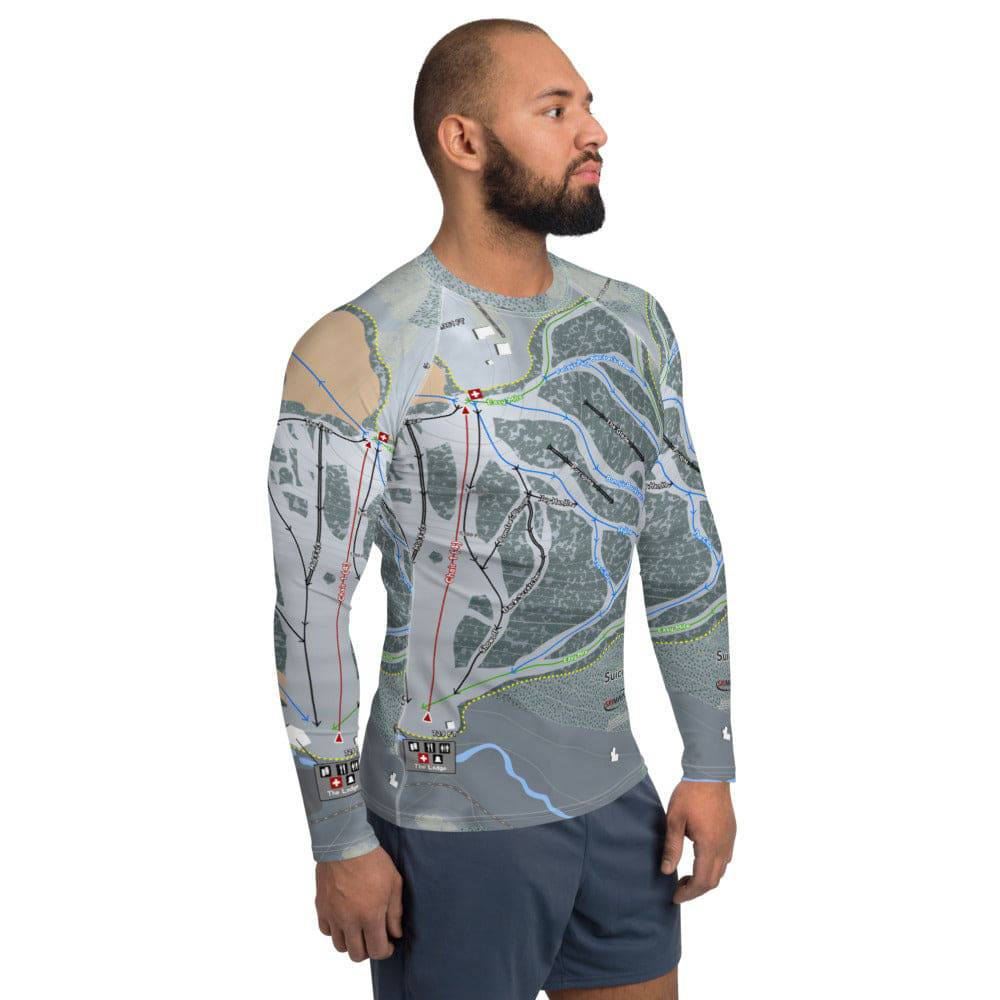 Suicide Six, Vermont Ski Trail Map Men's Base Layer Top - Powderaddicts