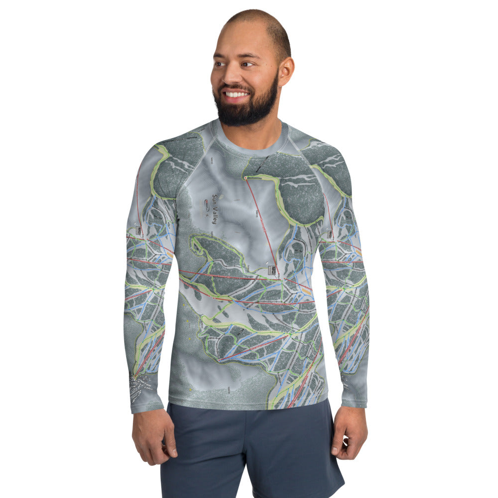 Sun Valley, Idaho Ski Trail Map Men's Base Layer Top - Powderaddicts