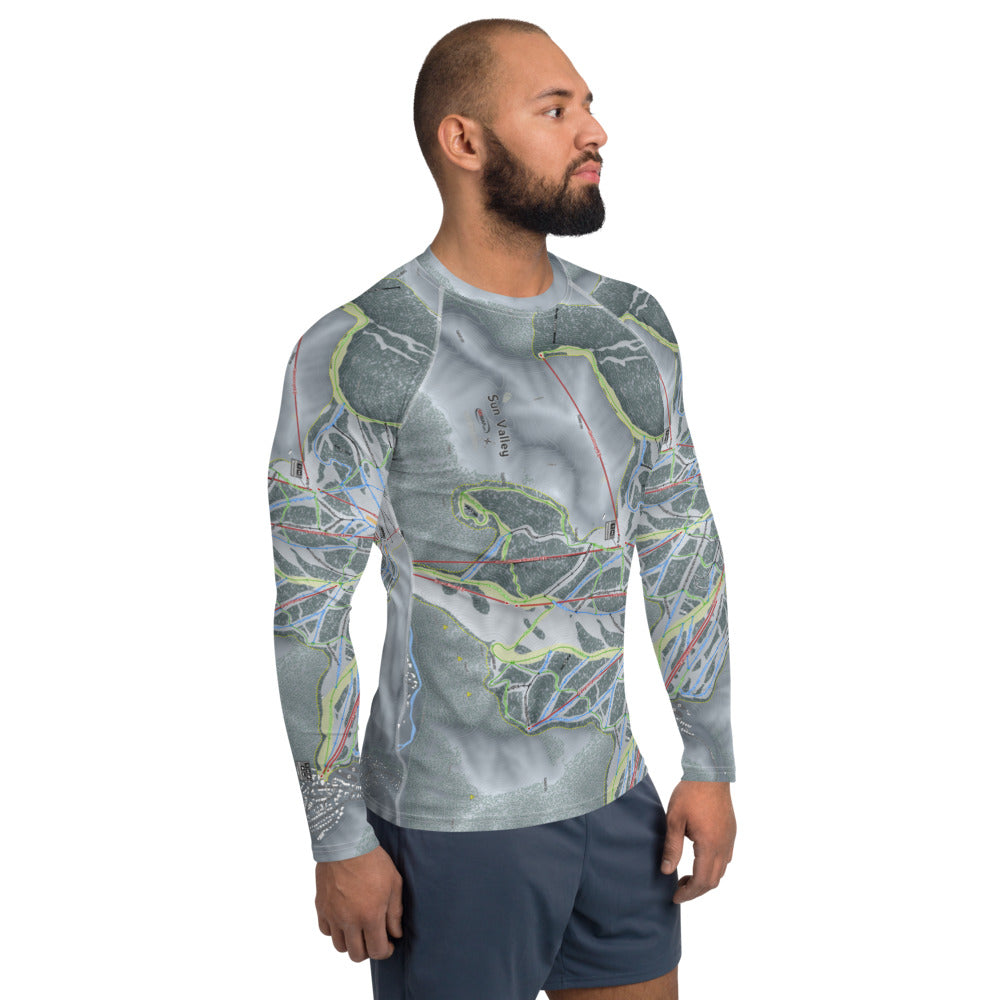 Sun Valley, Idaho Ski Trail Map Men's Base Layer Top - Powderaddicts