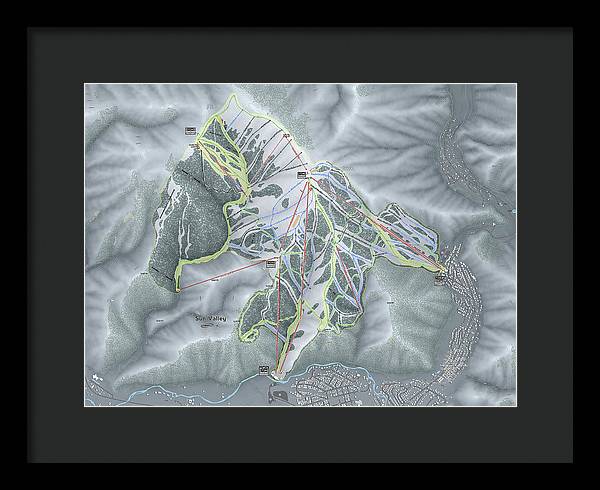Sun Valley Ski Trail Map - Framed Print - Powderaddicts