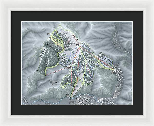 Sun Valley Ski Trail Map - Framed Print - Powderaddicts