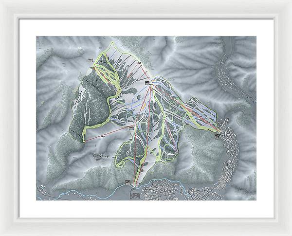 Sun Valley Ski Trail Map - Framed Print - Powderaddicts