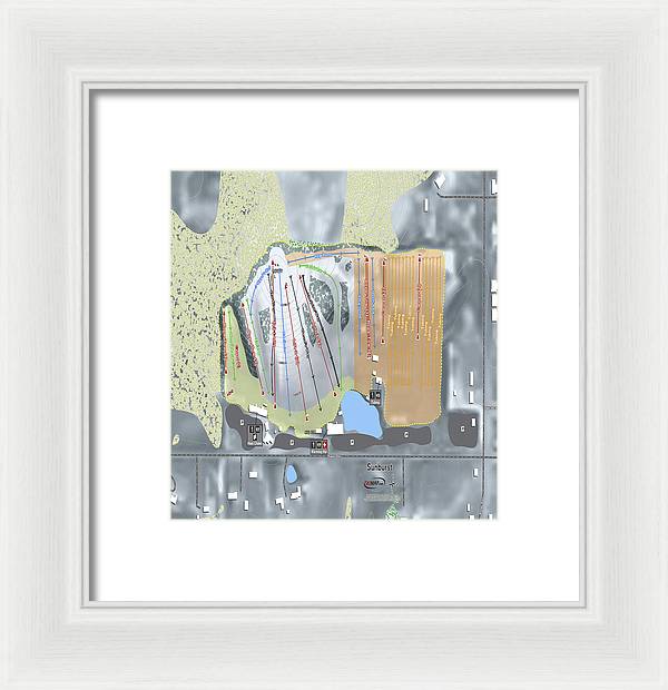 Sunburst Ski Trail Map - Framed Print - Powderaddicts