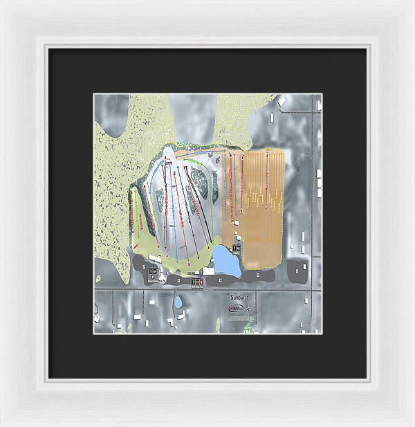 Sunburst Ski Trail Map - Framed Print - Powderaddicts