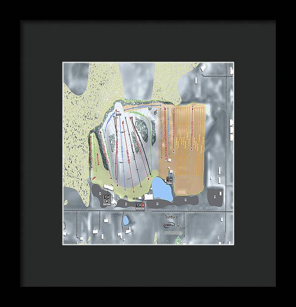 Sunburst Ski Trail Map - Framed Print - Powderaddicts