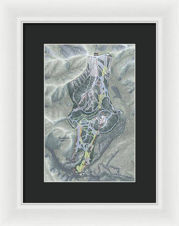 Sundance, Utah Ski Trail Map - Framed Print - Powderaddicts