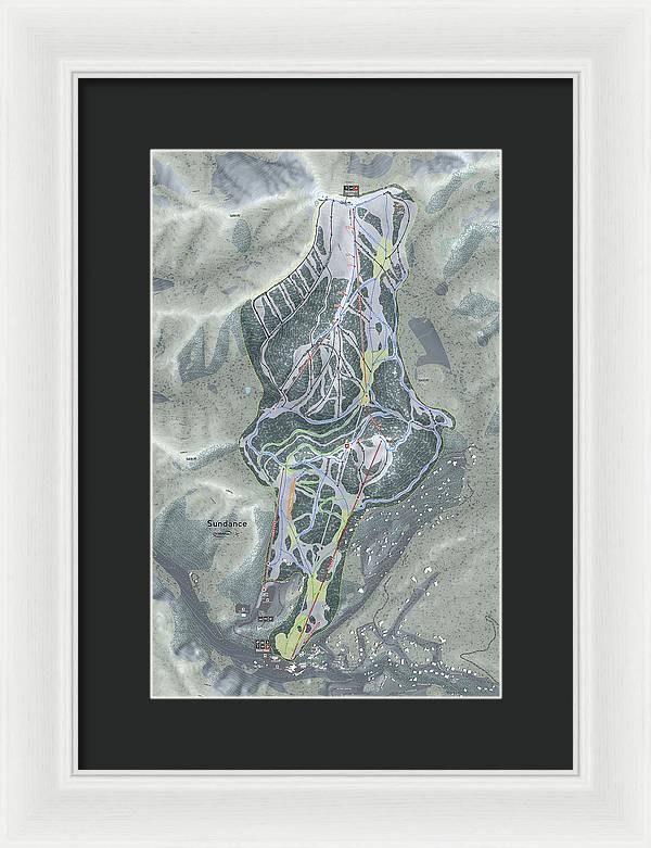 Sundance, Utah Ski Trail Map - Framed Print - Powderaddicts