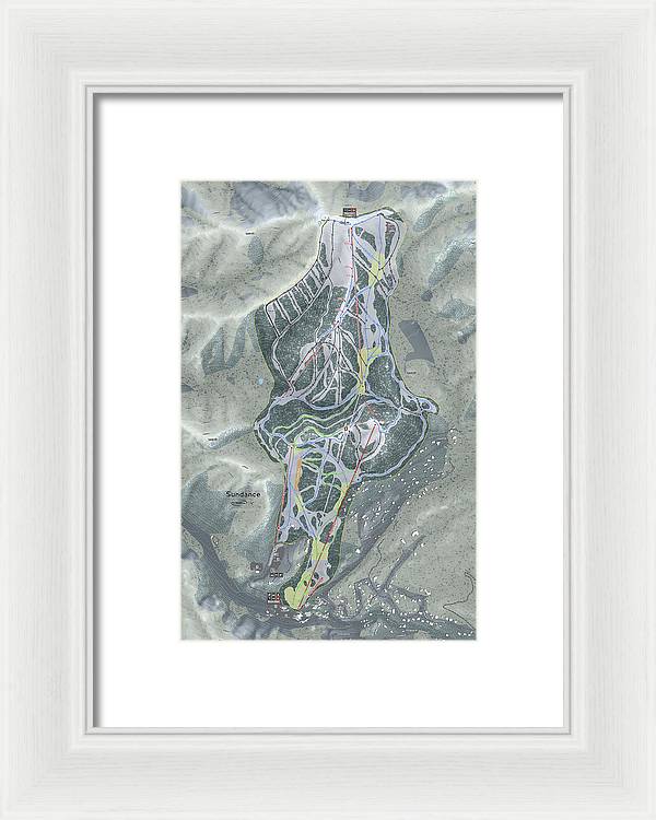 Sundance, Utah Ski Trail Map - Framed Print - Powderaddicts