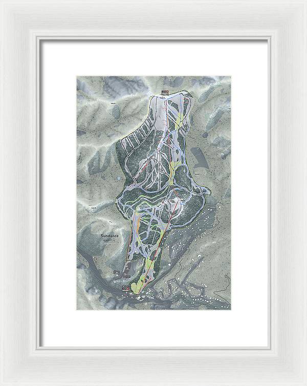 Sundance, Utah Ski Trail Map - Framed Print - Powderaddicts
