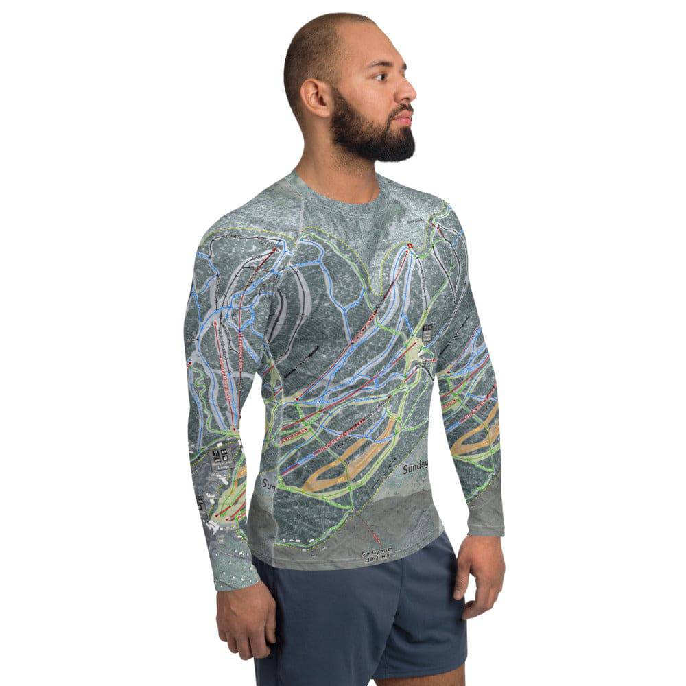 Sunday River, Maine Ski Trail Map Men's Base Layer Top - Powderaddicts