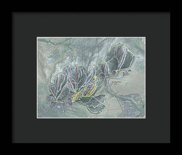 Sunday River Ski Trail Map - Framed Print - Powderaddicts