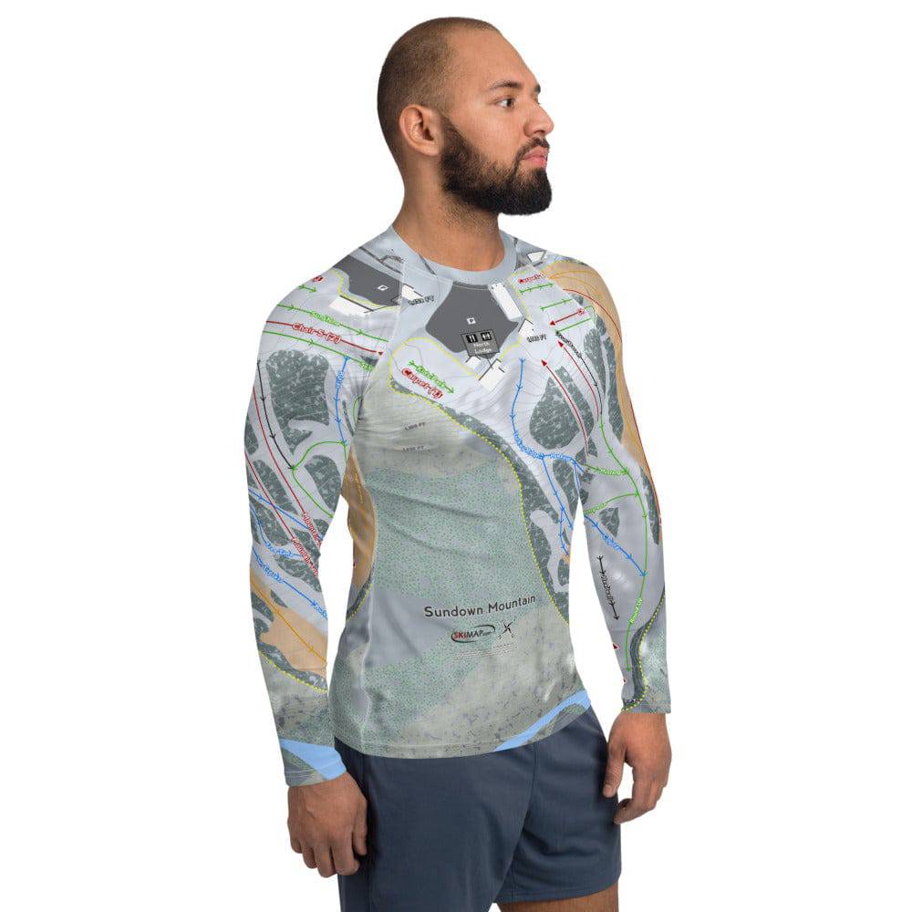 Sundown Mountain, Iowa Ski Trail Map Men's Base Layer Top - Powderaddicts
