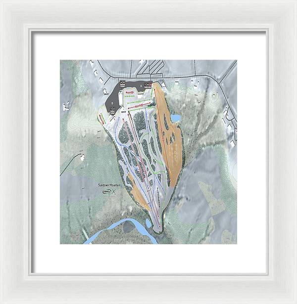 Sundown Mountain Ski Trail Map - Framed Print - Powderaddicts