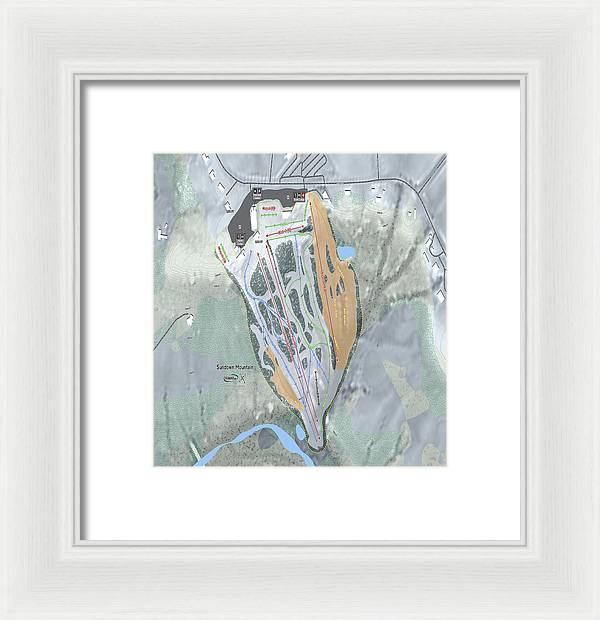 Sundown Mountain Ski Trail Map - Framed Print - Powderaddicts