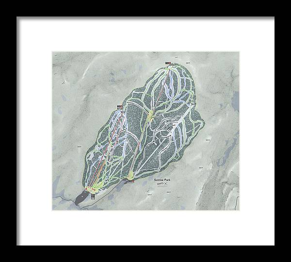 Sunrise Park Ski Trail Map - Framed Print - Powderaddicts