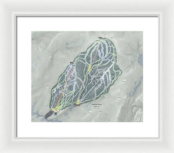 Sunrise Park Ski Trail Map - Framed Print - Powderaddicts