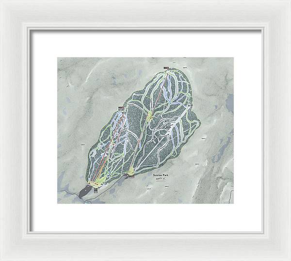 Sunrise Park Ski Trail Map - Framed Print - Powderaddicts