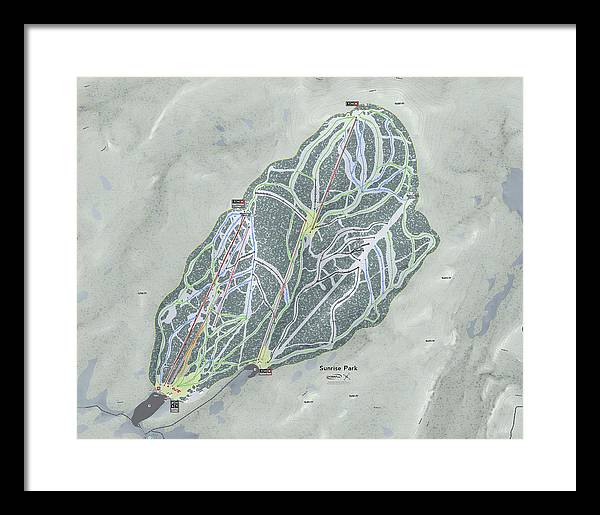 Sunrise Park Ski Trail Map - Framed Print - Powderaddicts