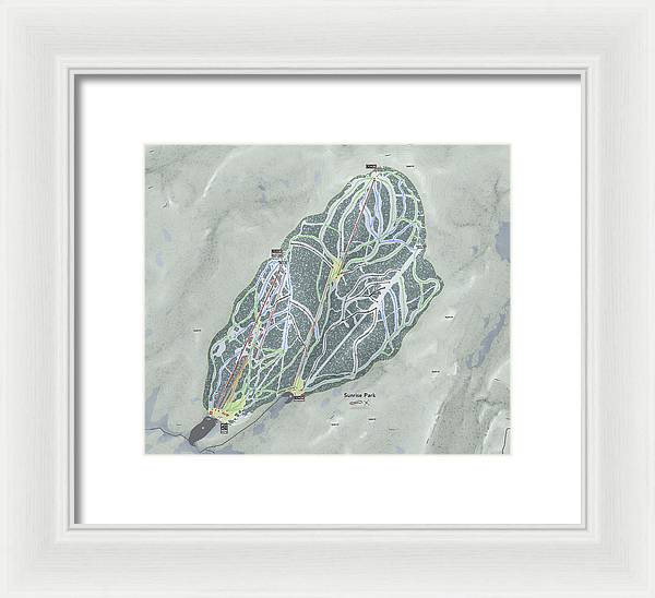 Sunrise Park Ski Trail Map - Framed Print - Powderaddicts