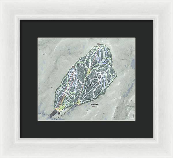Sunrise Park Ski Trail Map - Framed Print - Powderaddicts