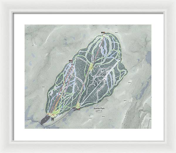 Sunrise Park Ski Trail Map - Framed Print - Powderaddicts