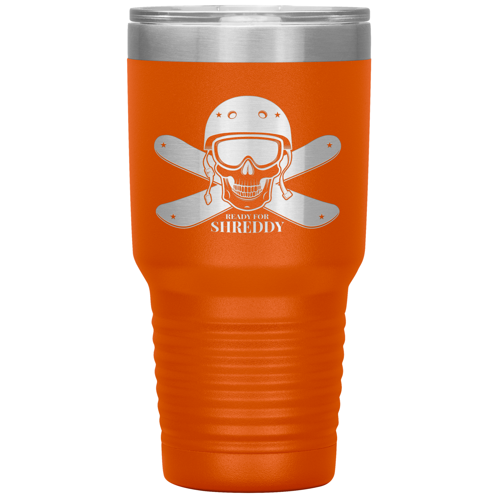 Ready For Shreddy Skeleton Skis 30oz Tumbler - Powderaddicts