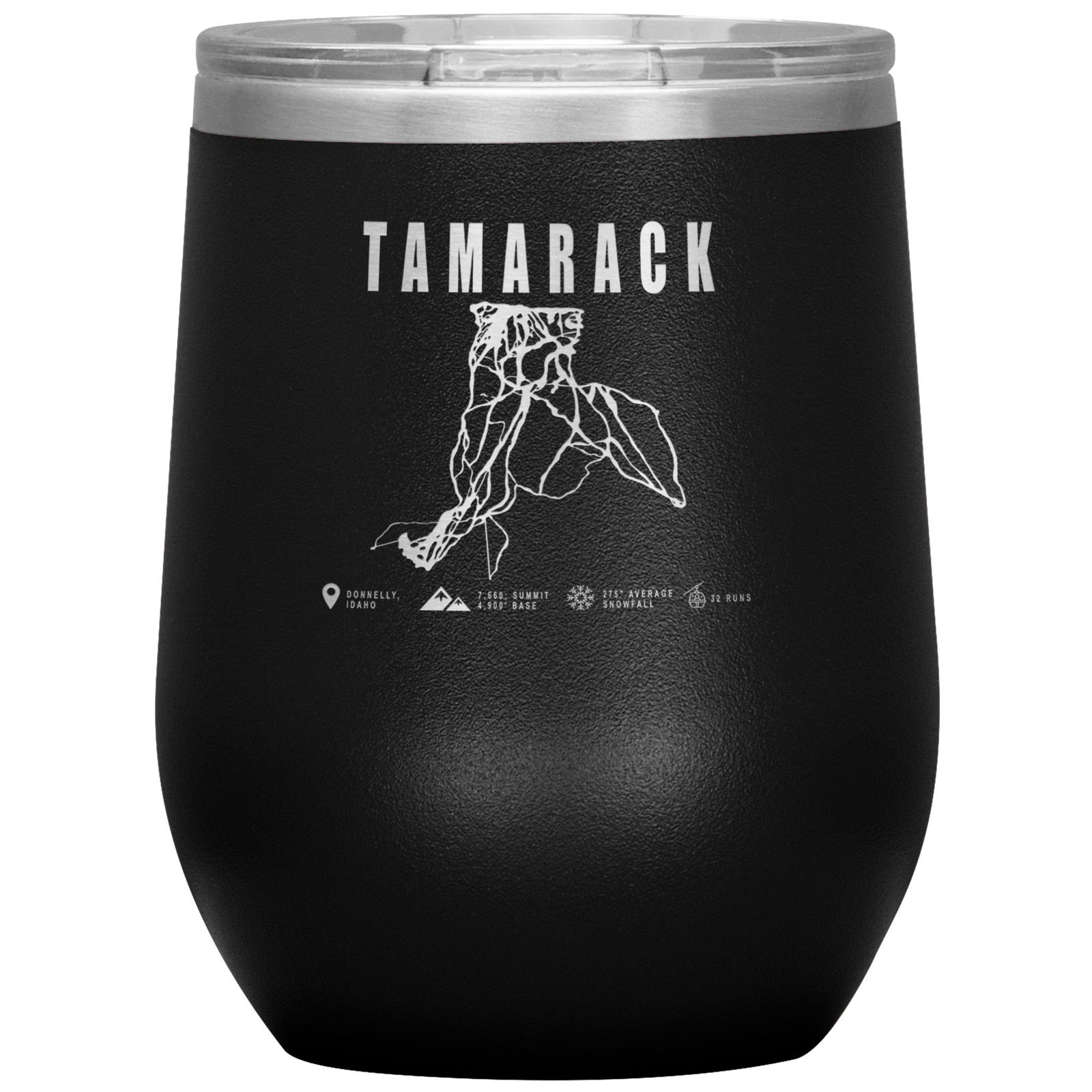 Tamarack Idaho Ski Trail Map Wine 12oz Tumbler - Powderaddicts