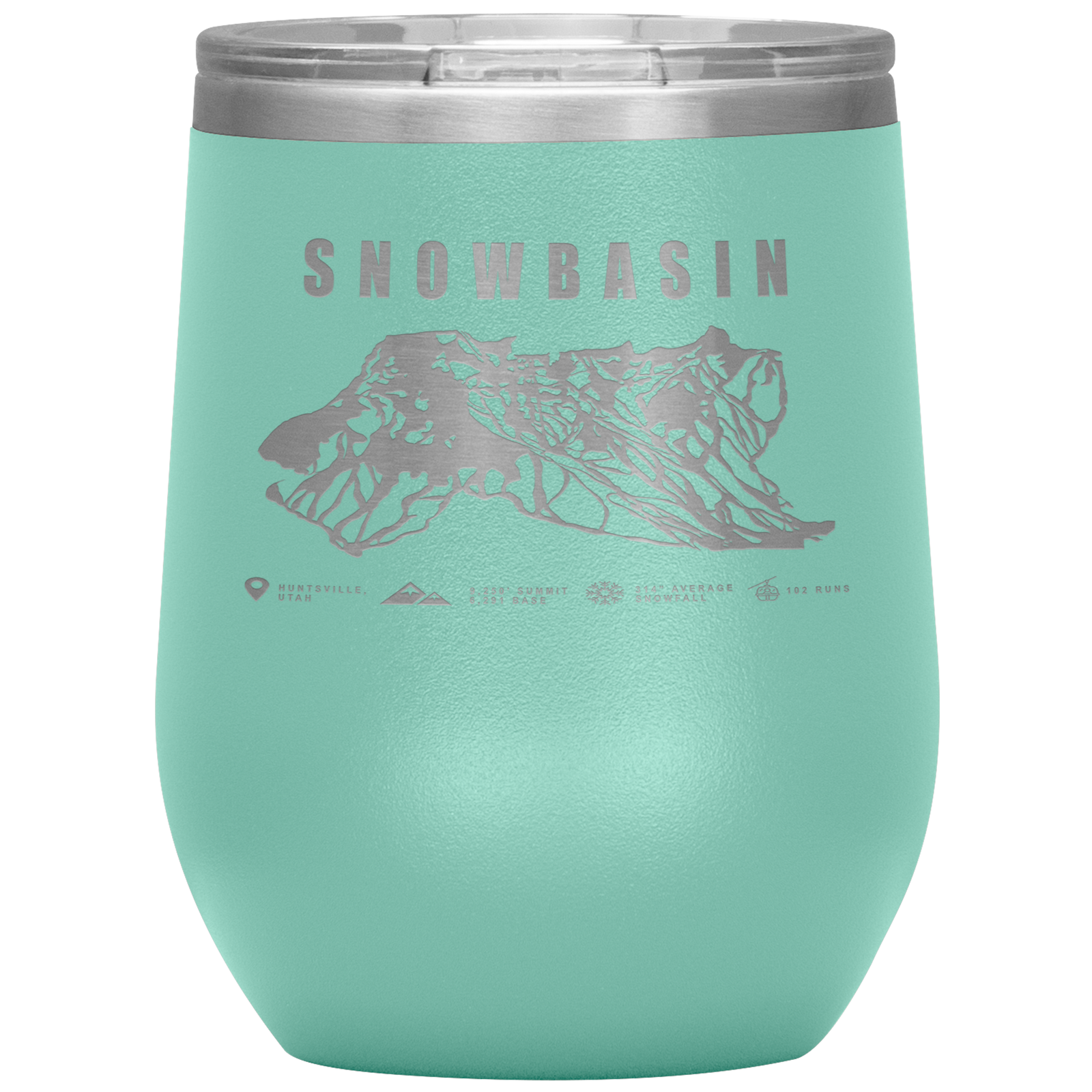 Snowbasin, Utah Ski Trail Map Wine 12oz Tumbler - Powderaddicts