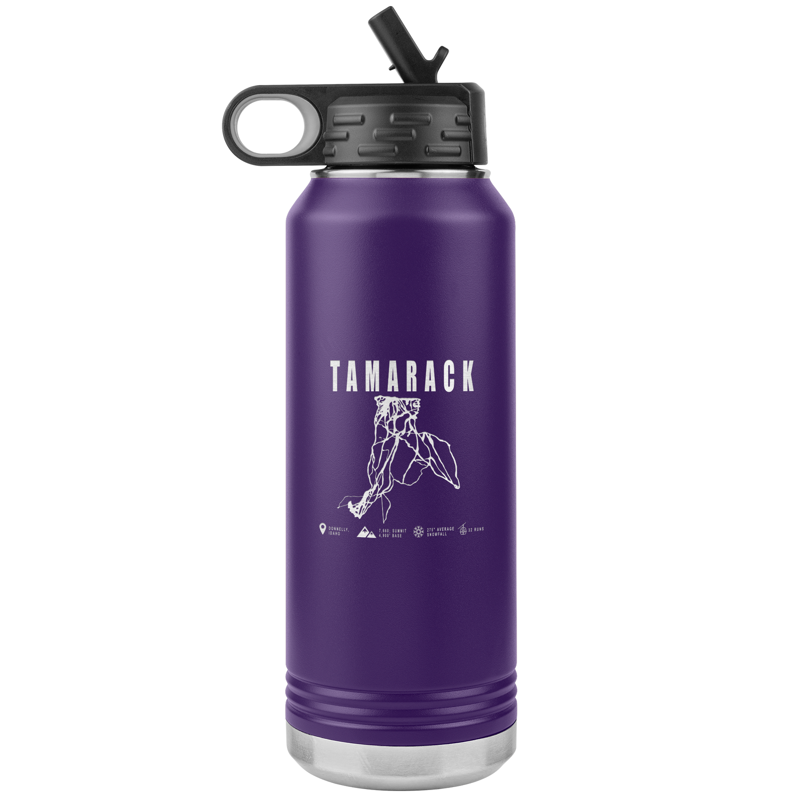 Tamarack Idaho Ski Trail Map 32oz Water Bottle Tumbler - Powderaddicts