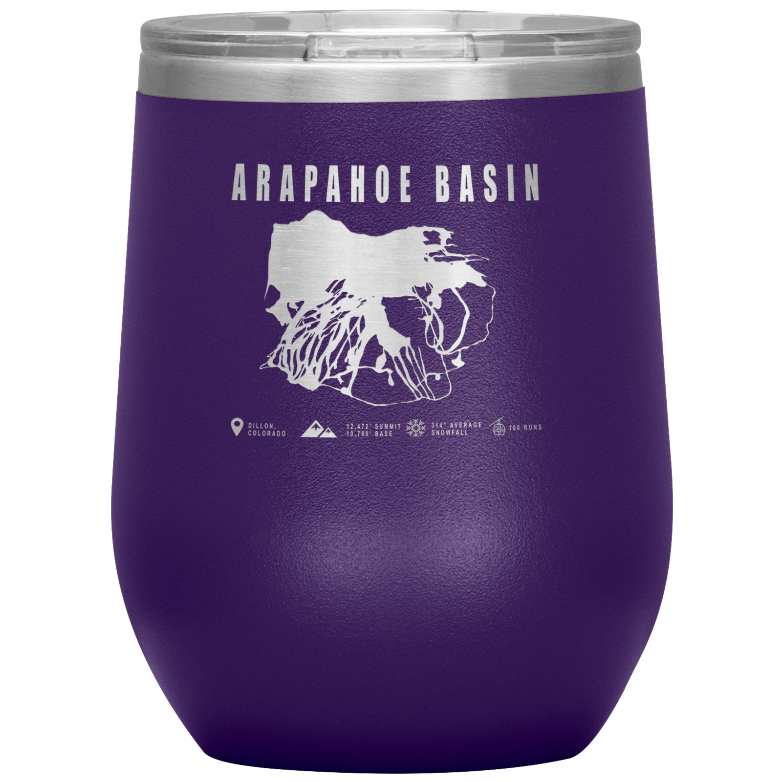 Arapahoe Basin,Colorado Ski Resort Wine 12oz Tumbler - Powderaddicts