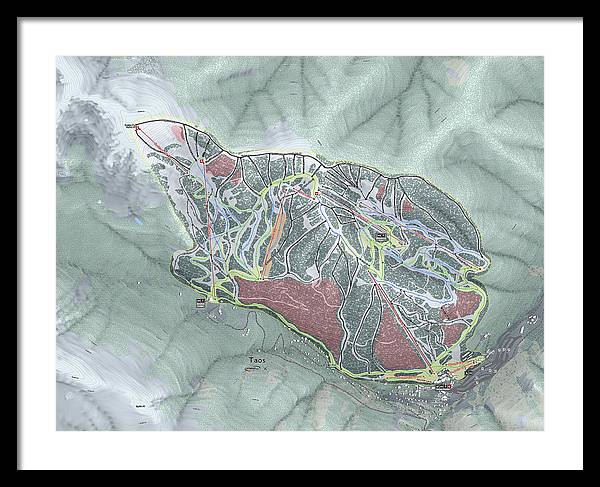 Taos Ski Trail Map - Framed Print - Powderaddicts