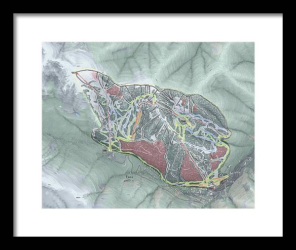 Taos Ski Trail Map - Framed Print - Powderaddicts