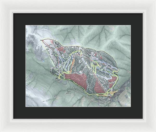 Taos Ski Trail Map - Framed Print - Powderaddicts