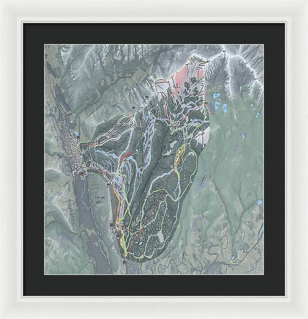 Telluride Ski Trail Map - Framed Print - Powderaddicts