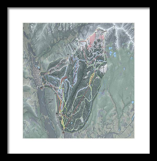 Telluride Ski Trail Map - Framed Print - Powderaddicts