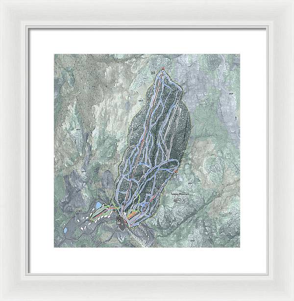 Tenney Mountain Ski Trail Map - Framed Print - Powderaddicts