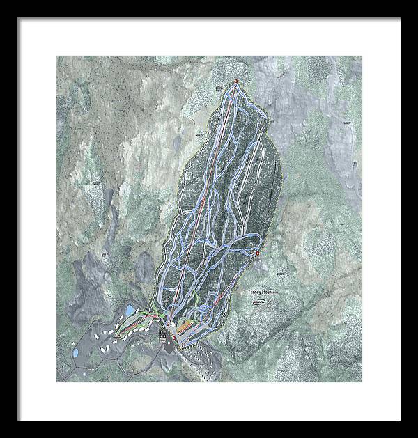 Tenney Mountain Ski Trail Map - Framed Print - Powderaddicts