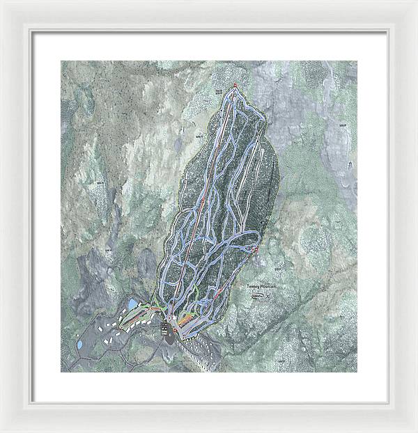 Tenney Mountain Ski Trail Map - Framed Print - Powderaddicts