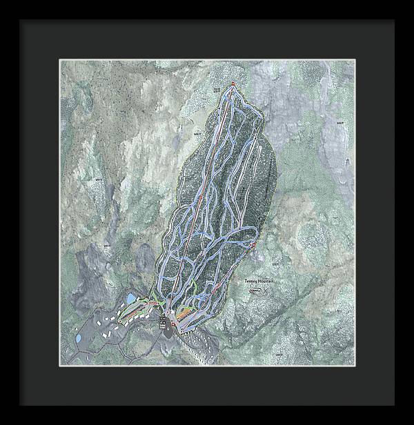 Tenney Mountain Ski Trail Map - Framed Print - Powderaddicts