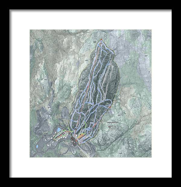 Tenney Mountain Ski Trail Map - Framed Print - Powderaddicts
