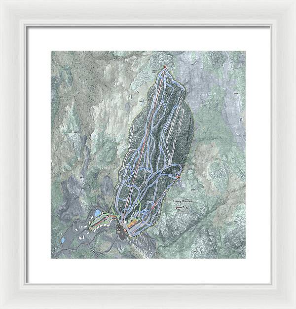 Tenney Mountain Ski Trail Map - Framed Print - Powderaddicts