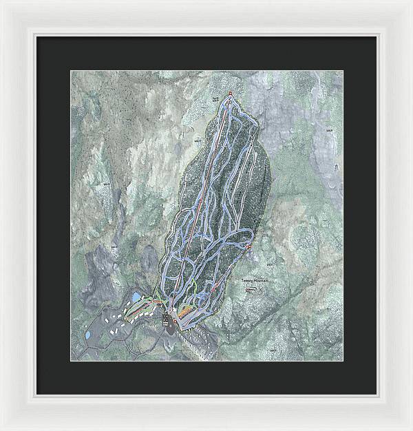 Tenney Mountain Ski Trail Map - Framed Print - Powderaddicts