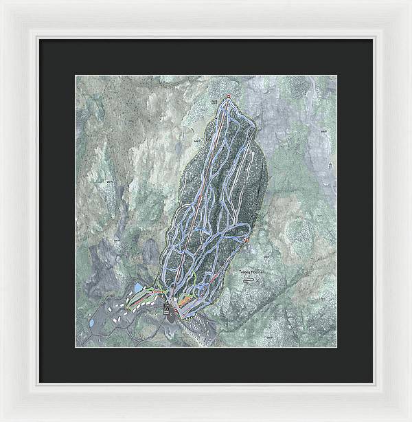 Tenney Mountain Ski Trail Map - Framed Print - Powderaddicts
