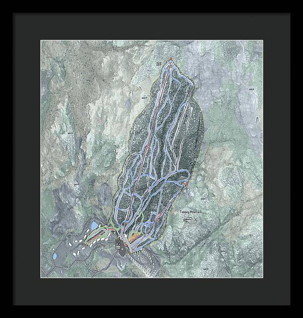 Tenney Mountain Ski Trail Map - Framed Print - Powderaddicts